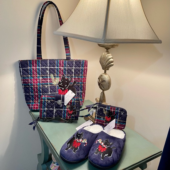 Vera Bradley Handbags - VERA BRADLEY Plaid Quilted Tote Bag BUNDLE with Scotty Dog Design NWT GREAT GIFT